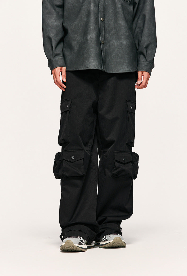 High Street Functional Wind Cannonball Wide Leg Pants Autumn And Winter New Fashion Brand Relaxed-fit Casual Pants For Men