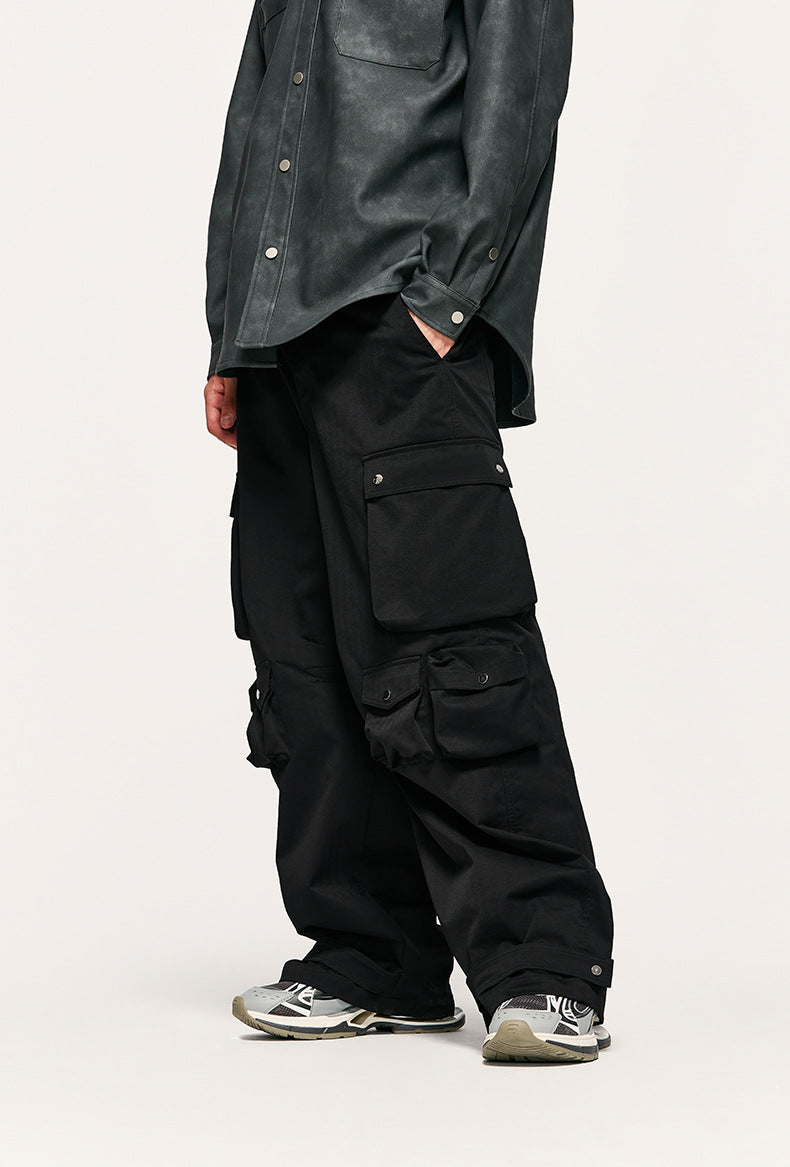 High Street Functional Wind Cannonball Wide Leg Pants Autumn And Winter New Fashion Brand Relaxed-fit Casual Pants For Men