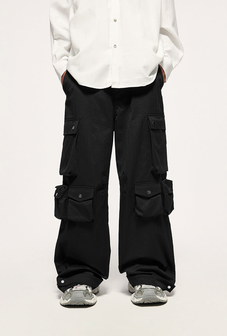 High Street Functional Wind Cannonball Wide Leg Pants Autumn And Winter New Fashion Brand Relaxed-fit Casual Pants For Men