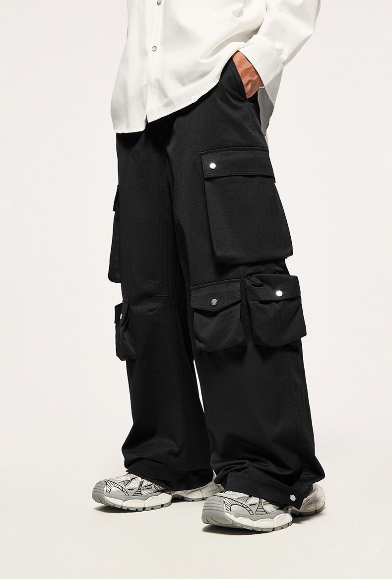 High Street Functional Wind Cannonball Wide Leg Pants Autumn And Winter New Fashion Brand Relaxed-fit Casual Pants For Men