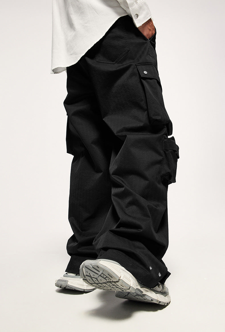 High Street Functional Wind Cannonball Wide Leg Pants Autumn And Winter New Fashion Brand Relaxed-fit Casual Pants For Men