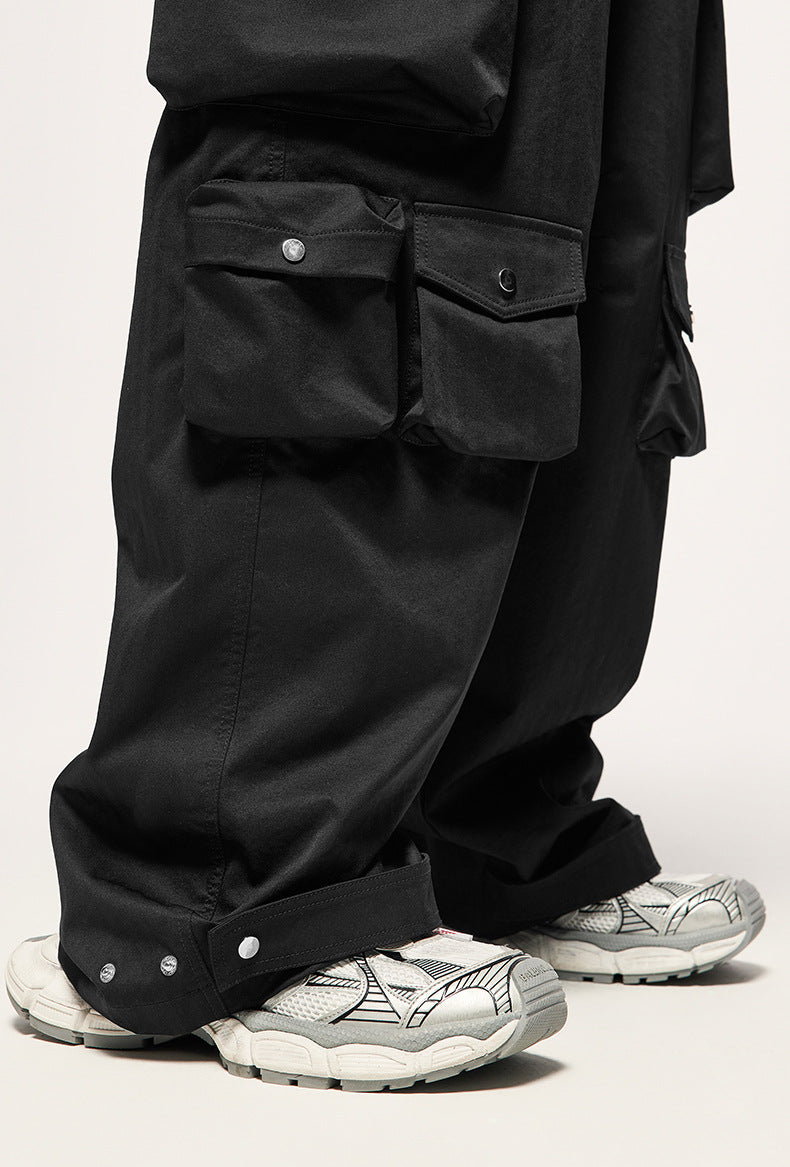 High Street Functional Wind Cannonball Wide Leg Pants Autumn And Winter New Fashion Brand Relaxed-fit Casual Pants For Men