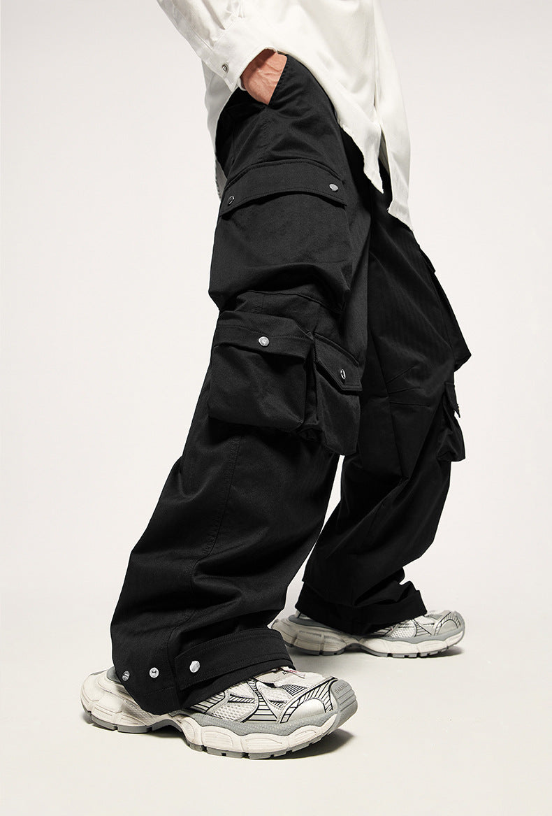 High Street Functional Wind Cannonball Wide Leg Pants Autumn And Winter New Fashion Brand Relaxed-fit Casual Pants For Men