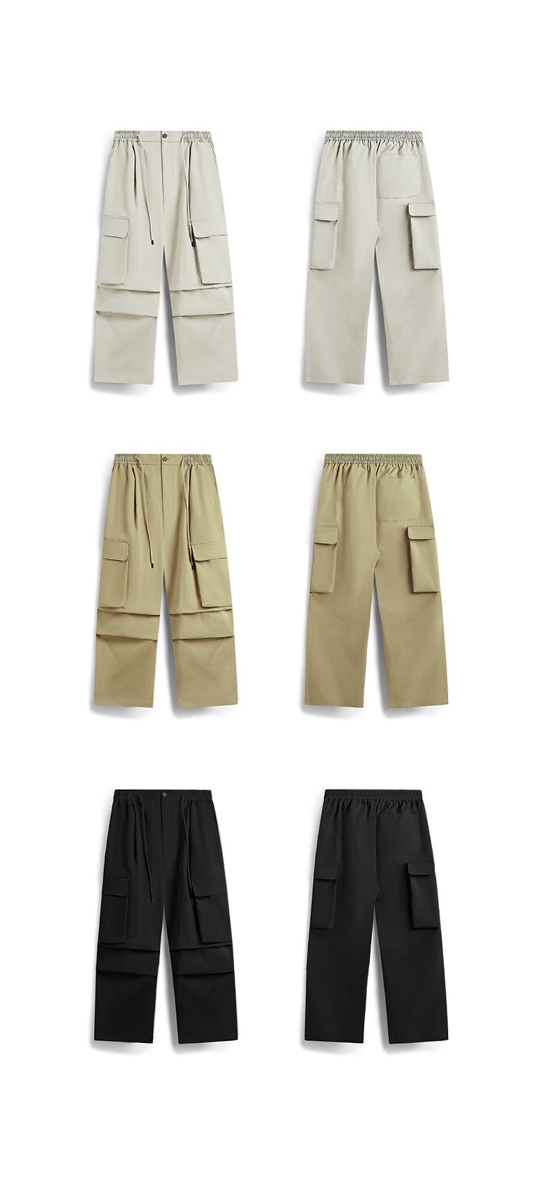 Spring And Summer New Arrival Large Pocket Parachute Wide Leg Pants Herringbone Pattern Casual Trousers Men's Overalls Pants