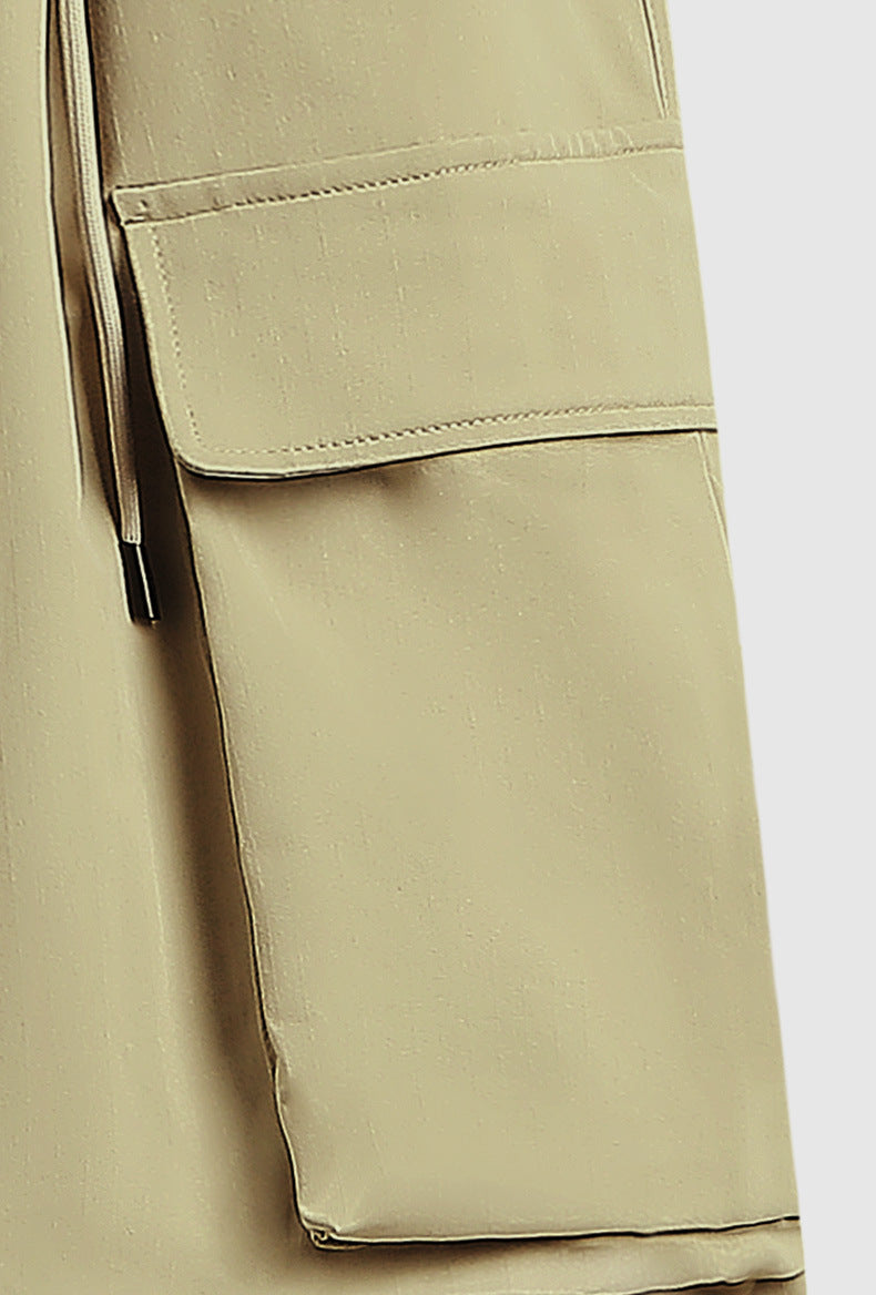 Spring And Summer New Arrival Large Pocket Parachute Wide Leg Pants Herringbone Pattern Casual Trousers Men's Overalls Pants