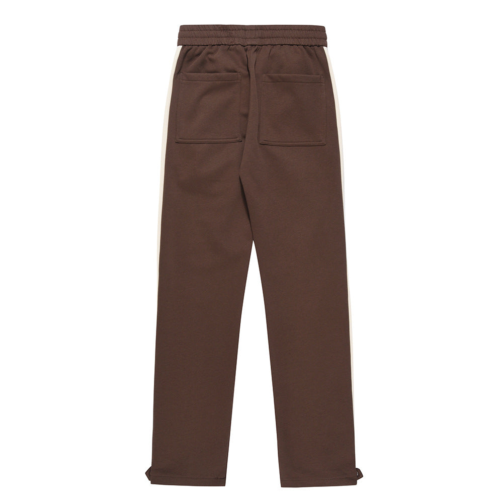 High Street Style Color Stitching Casual Wide-leg Trousers Men's American-style Niche Loose Zipper Split Long Sweatpants