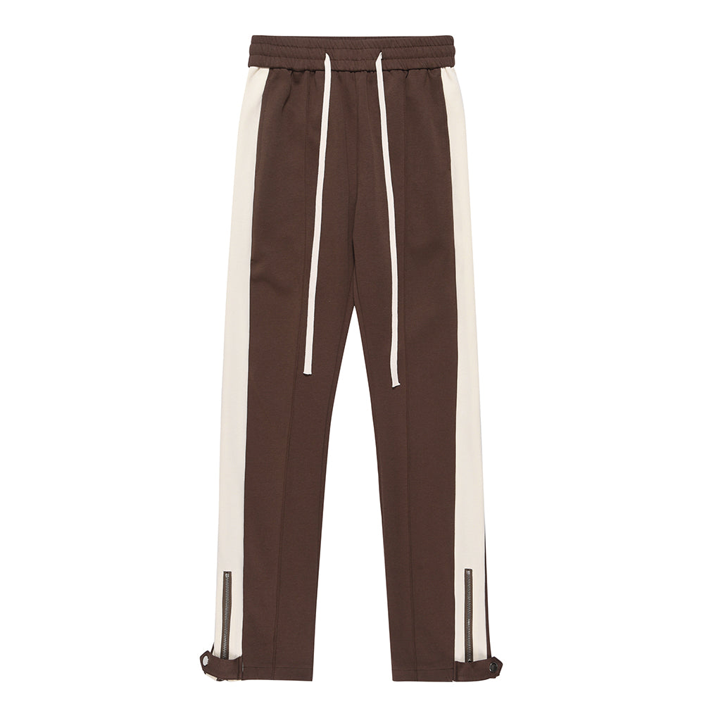 High Street Style Color Stitching Casual Wide-leg Trousers Men's American-style Niche Loose Zipper Split Long Sweatpants