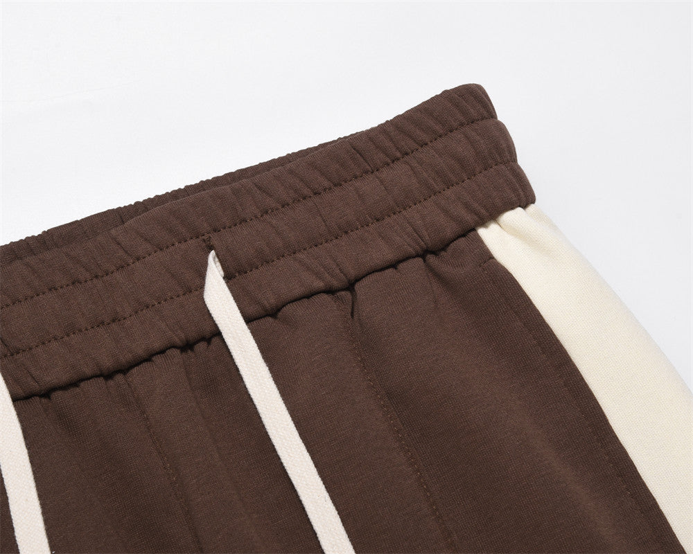 High Street Style Color Stitching Casual Wide-leg Trousers Men's American-style Niche Loose Zipper Split Long Sweatpants