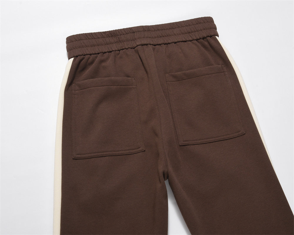 High Street Style Color Stitching Casual Wide-leg Trousers Men's American-style Niche Loose Zipper Split Long Sweatpants
