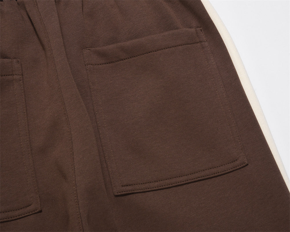 High Street Style Color Stitching Casual Wide-leg Trousers Men's American-style Niche Loose Zipper Split Long Sweatpants