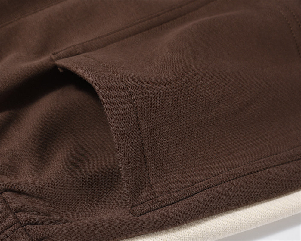 High Street Style Color Stitching Casual Wide-leg Trousers Men's American-style Niche Loose Zipper Split Long Sweatpants