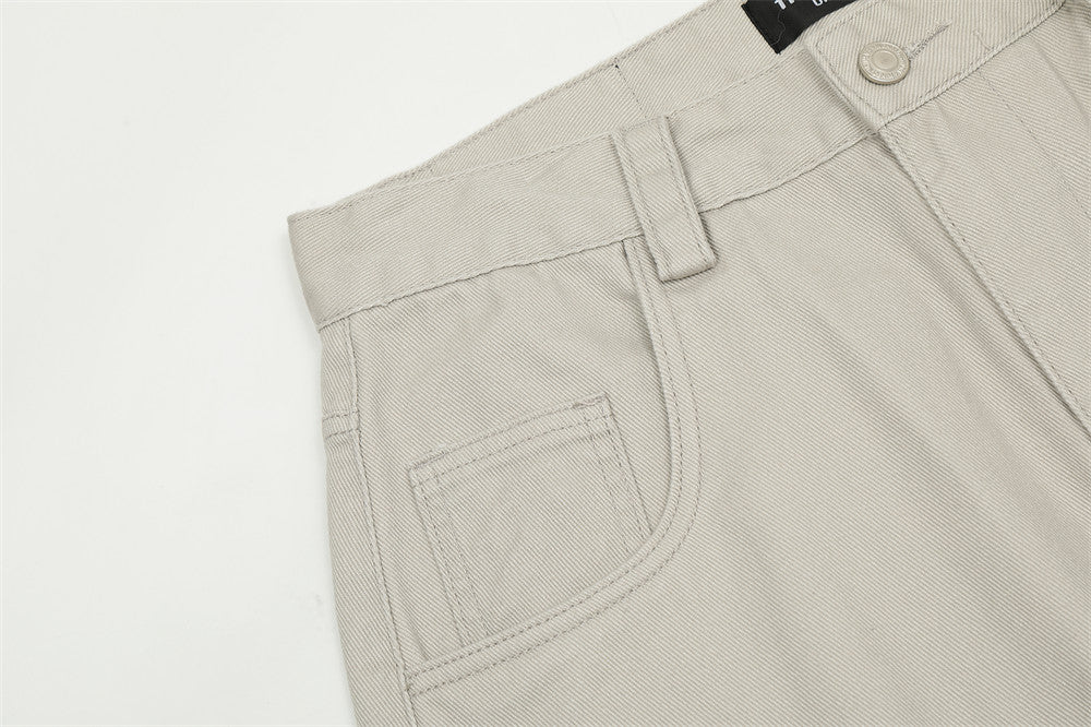 Trendy Brand Jeans Men's American Style Casual Simple Solid Color Straight Pants Loose All-match Wide Leg Pants