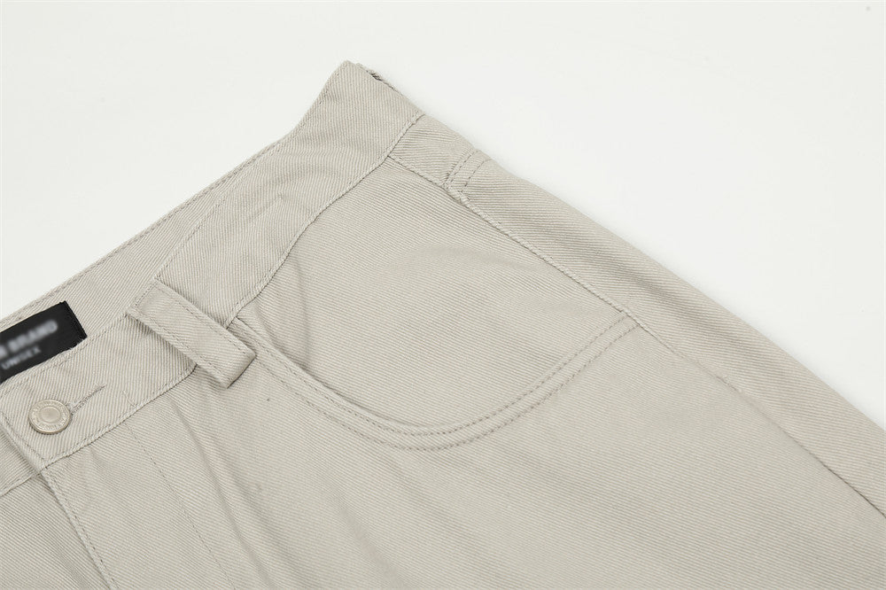 Trendy Brand Jeans Men's American Style Casual Simple Solid Color Straight Pants Loose All-match Wide Leg Pants