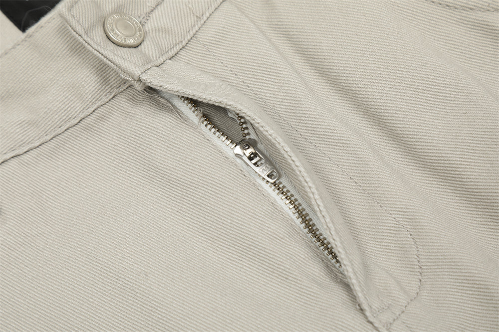 Trendy Brand Jeans Men's American Style Casual Simple Solid Color Straight Pants Loose All-match Wide Leg Pants