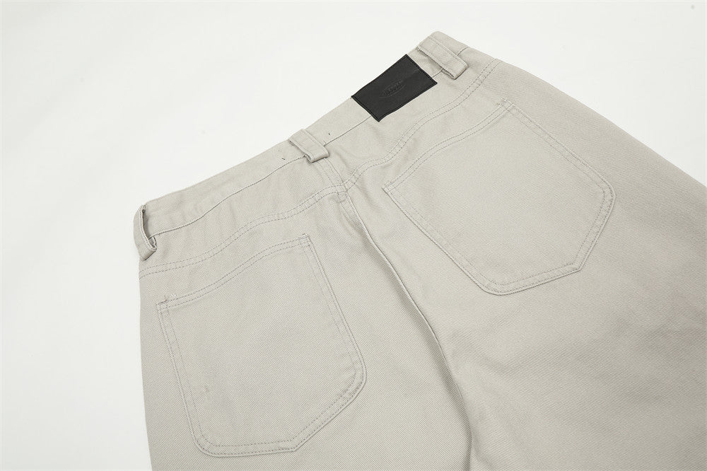 Trendy Brand Jeans Men's American Style Casual Simple Solid Color Straight Pants Loose All-match Wide Leg Pants