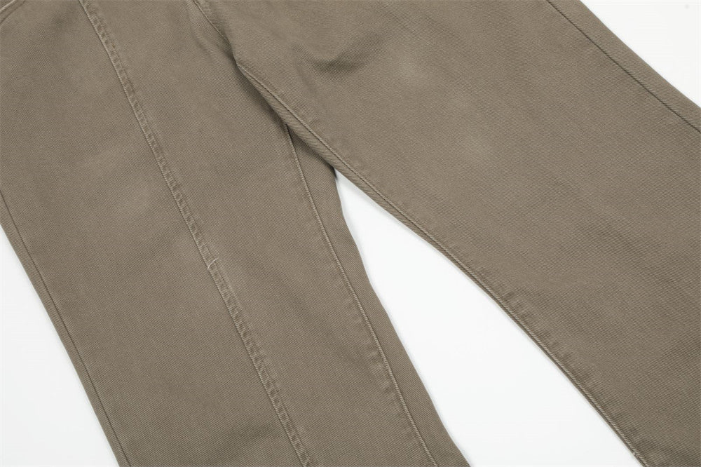 Washed Jeans Men's American Style Loose Casual Straight Pants Street Tide Stitching Split Deconstructed Wide Pants
