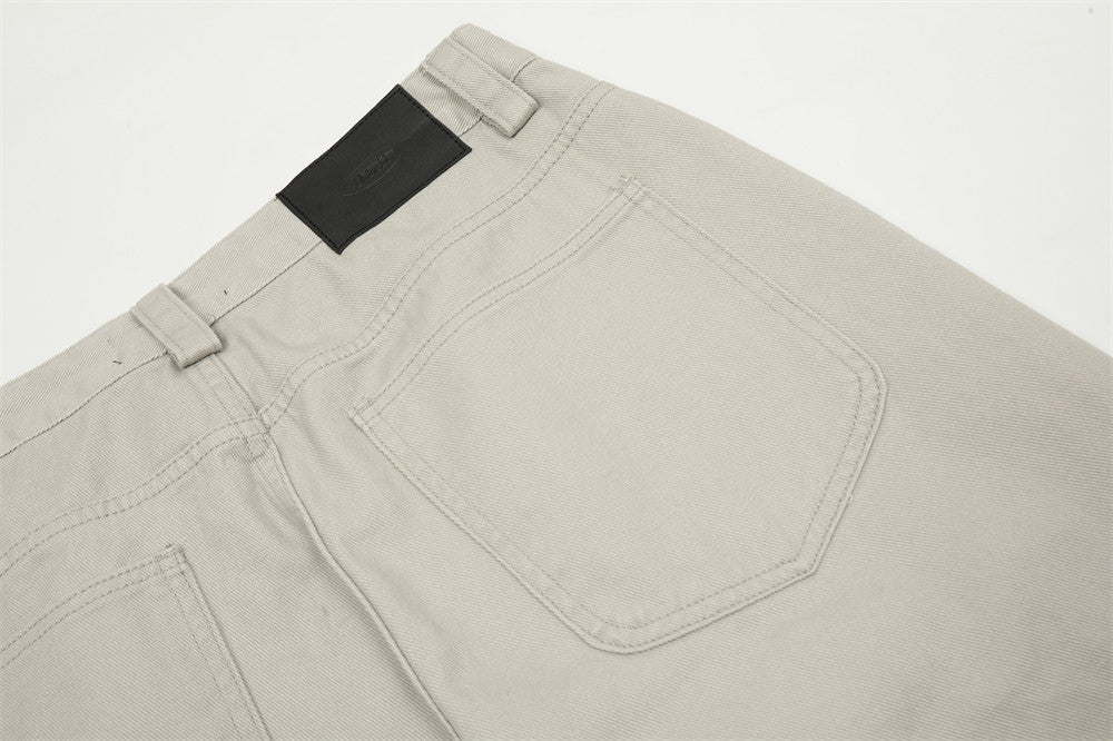 Trendy Brand Jeans Men's American Style Casual Simple Solid Color Straight Pants Loose All-match Wide Leg Pants