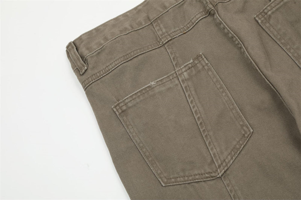 Washed Jeans Men's American Style Loose Casual Straight Pants Street Tide Stitching Split Deconstructed Wide Pants