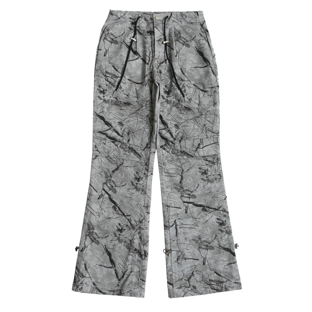 Tie-Dye Camouflage Casual Pants Men's High Street Retro American Style Outdoor Sports Loose Micro-flared Wide-leg Pants