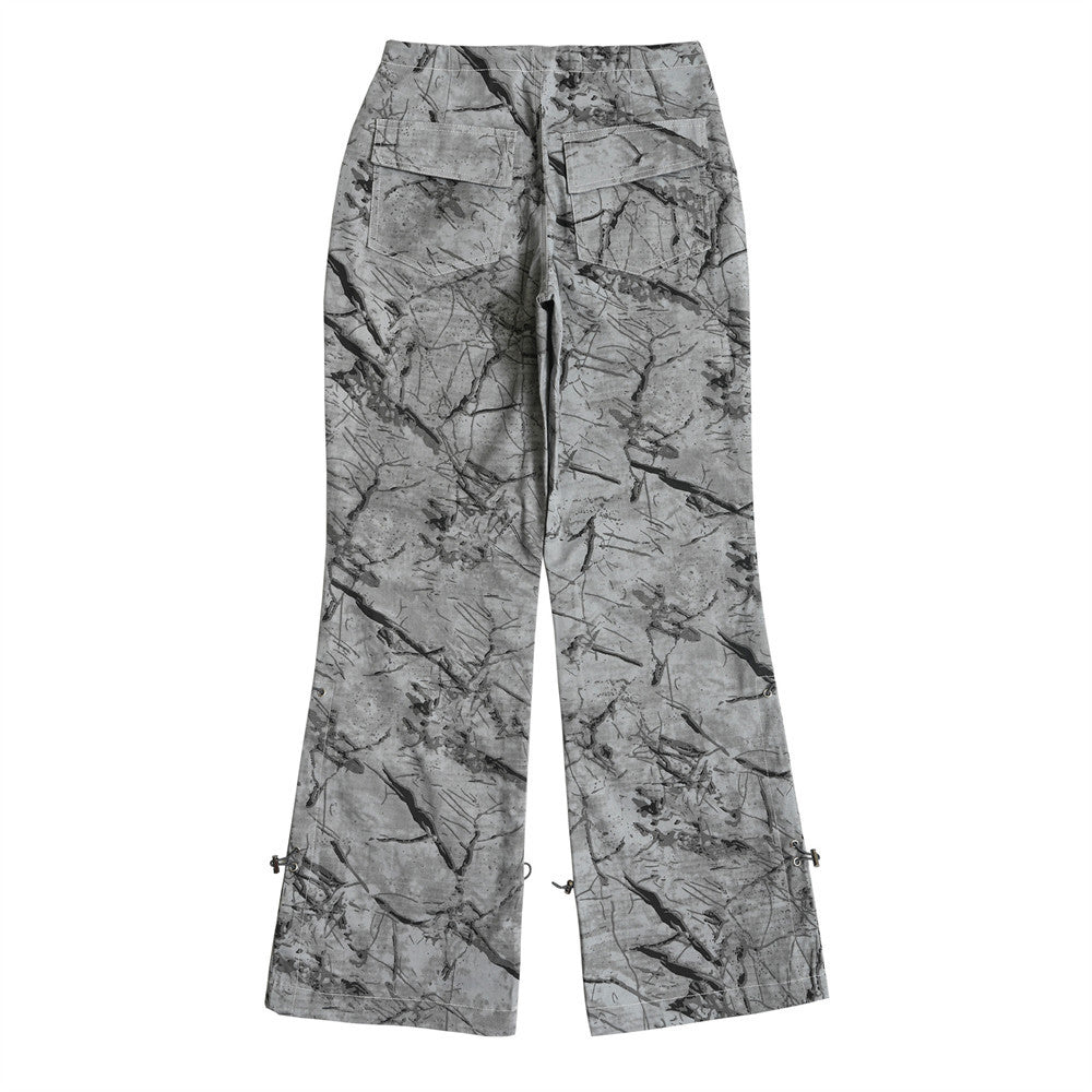Tie-Dye Camouflage Casual Pants Men's High Street Retro American Style Outdoor Sports Loose Micro-flared Wide-leg Pants
