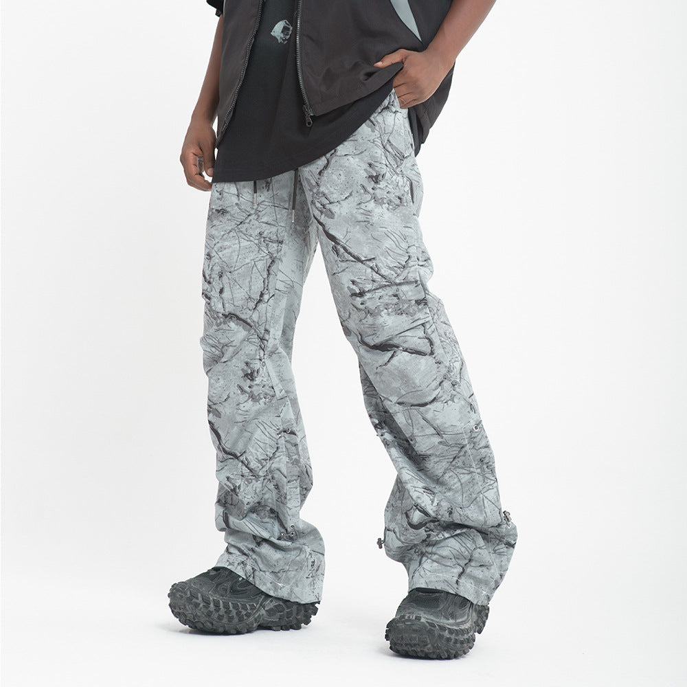 Tie-Dye Camouflage Casual Pants Men's High Street Retro American Style Outdoor Sports Loose Micro-flared Wide-leg Pants