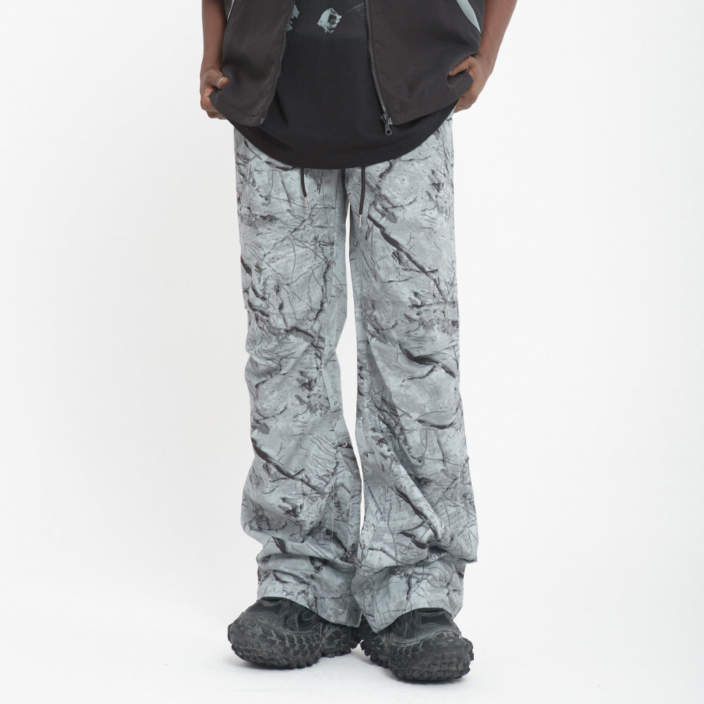 Tie-Dye Camouflage Casual Pants Men's High Street Retro American Style Outdoor Sports Loose Micro-flared Wide-leg Pants