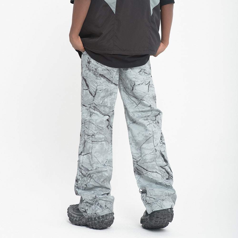 Tie-Dye Camouflage Casual Pants Men's High Street Retro American Style Outdoor Sports Loose Micro-flared Wide-leg Pants
