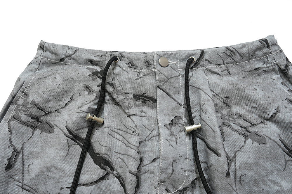 Tie-Dye Camouflage Casual Pants Men's High Street Retro American Style Outdoor Sports Loose Micro-flared Wide-leg Pants