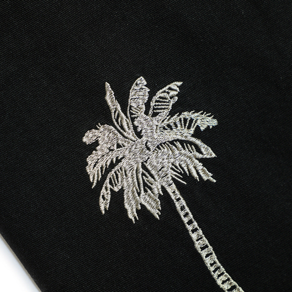 Distinctive Embroidered Denim Straight Leg Pants Men's High Street Trendy Design Simple Coconut Tree Casual Loose Wash Pants