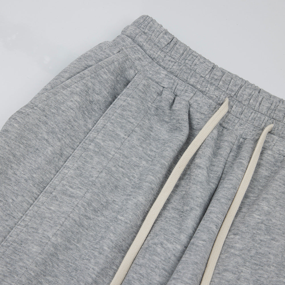 Solid Color Straight Long Wei Pants Men's Trendy Brand American Style Loose Casual Sports Pants With Elasticized Waist And Wide Legs