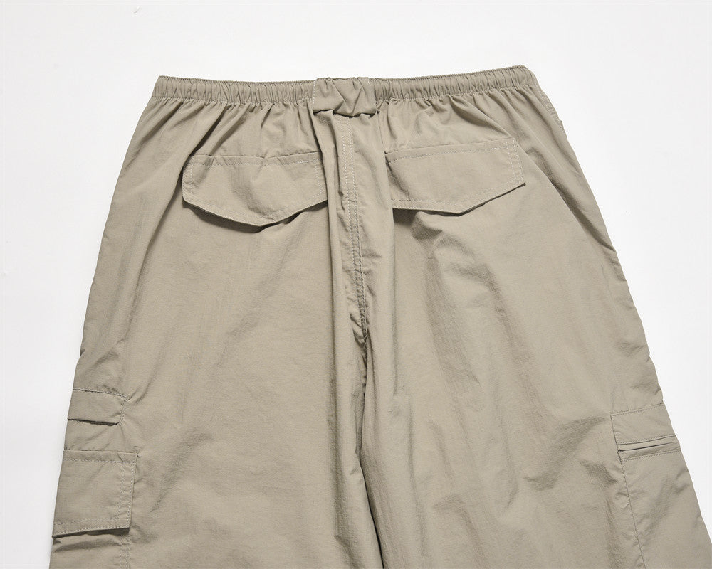 American Style Work Pleated Casual Pants Men's Trendy Brand Outdoor Functional Camping Sports Straight Pants Drawstring Pants Foot Pants
