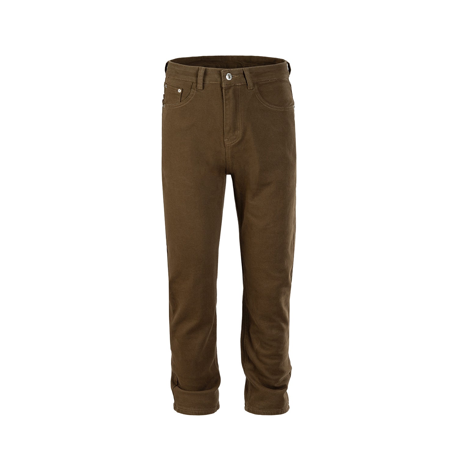 Men's New Washed Dressed Trousers Men's And Women's Same-style Slim-fit Skinny Straight Brown Multi-size Jeans