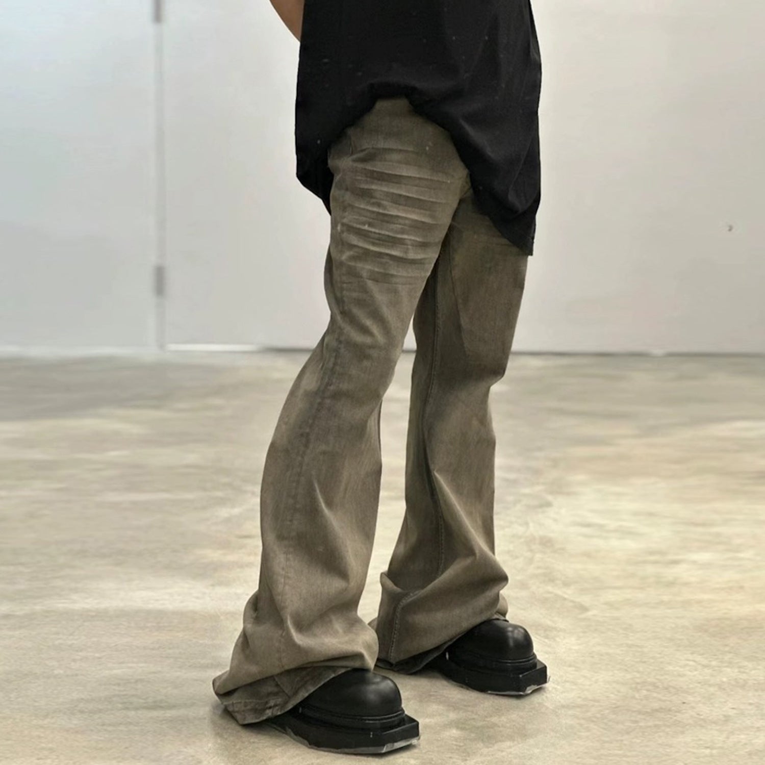 Men's Wear Women's Spring And Summer Trousers Unisex Old Washed High Street Crumpled Cat Whiskers Waste Earth Style Jeans