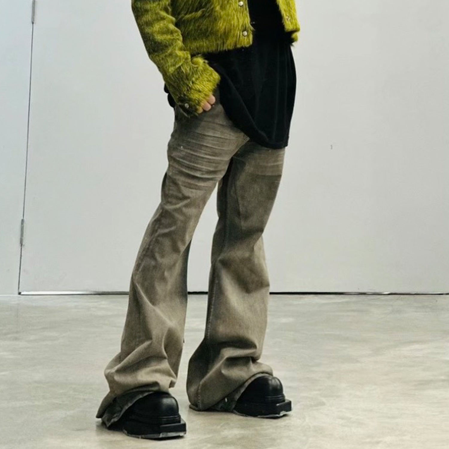 Men's Wear Women's Spring And Summer Trousers Unisex Old Washed High Street Crumpled Cat Whiskers Waste Earth Style Jeans
