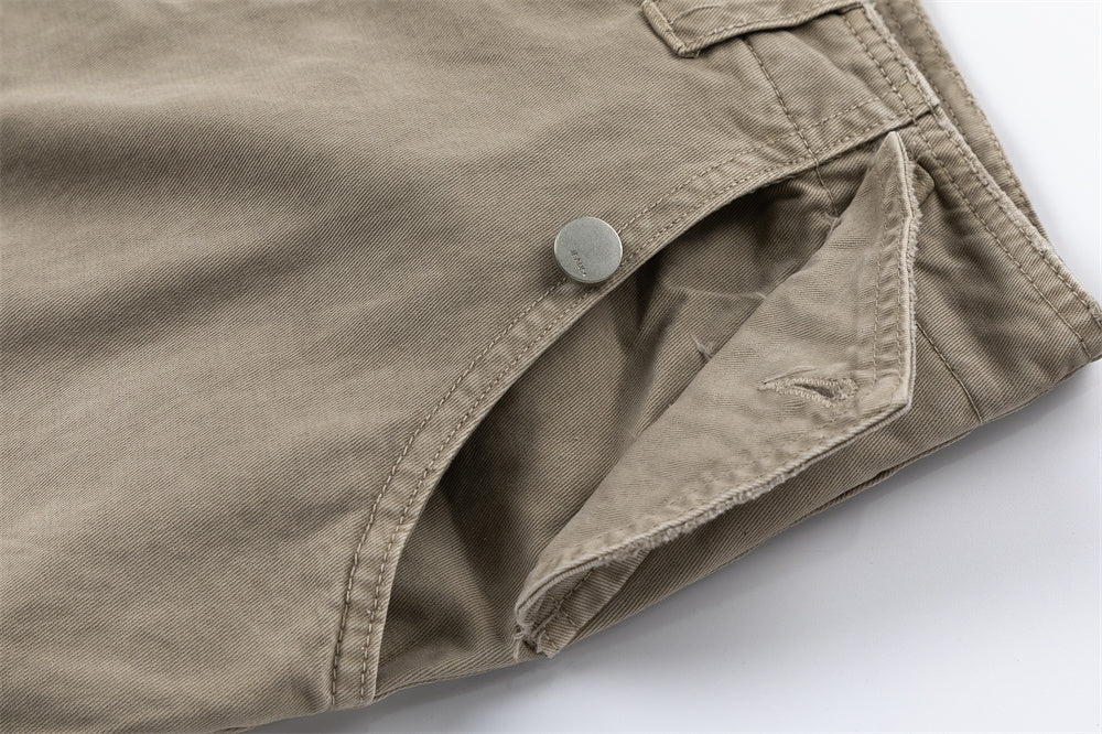 Wash Denim Crock Pants Men's Trousers Punk Street Trendy Wear Old Wrinkle Knee Loose Wide Leg Pants
