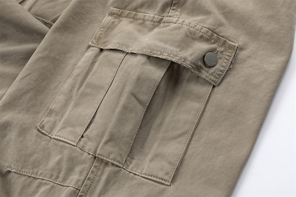 Wash Denim Crock Pants Men's Trousers Punk Street Trendy Wear Old Wrinkle Knee Loose Wide Leg Pants