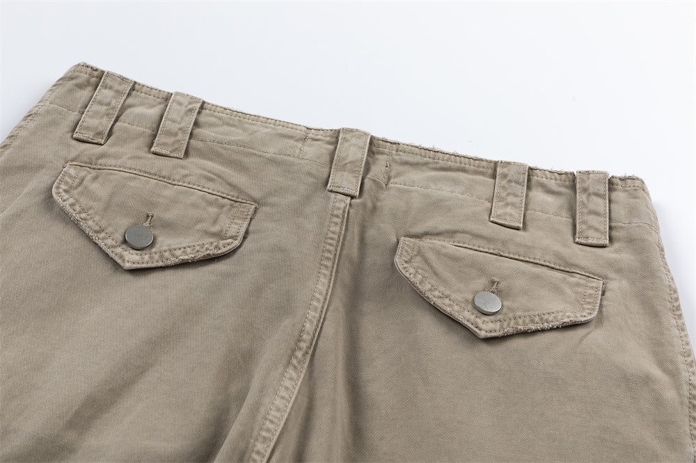 Wash Denim Crock Pants Men's Trousers Punk Street Trendy Wear Old Wrinkle Knee Loose Wide Leg Pants