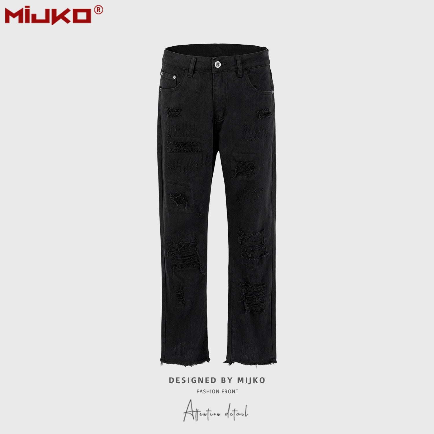 Men's And Women's Ripped Trousers Unisex Cat Whiskers Straight Slim-fit Multi-size Trendy Tricolor Jeans