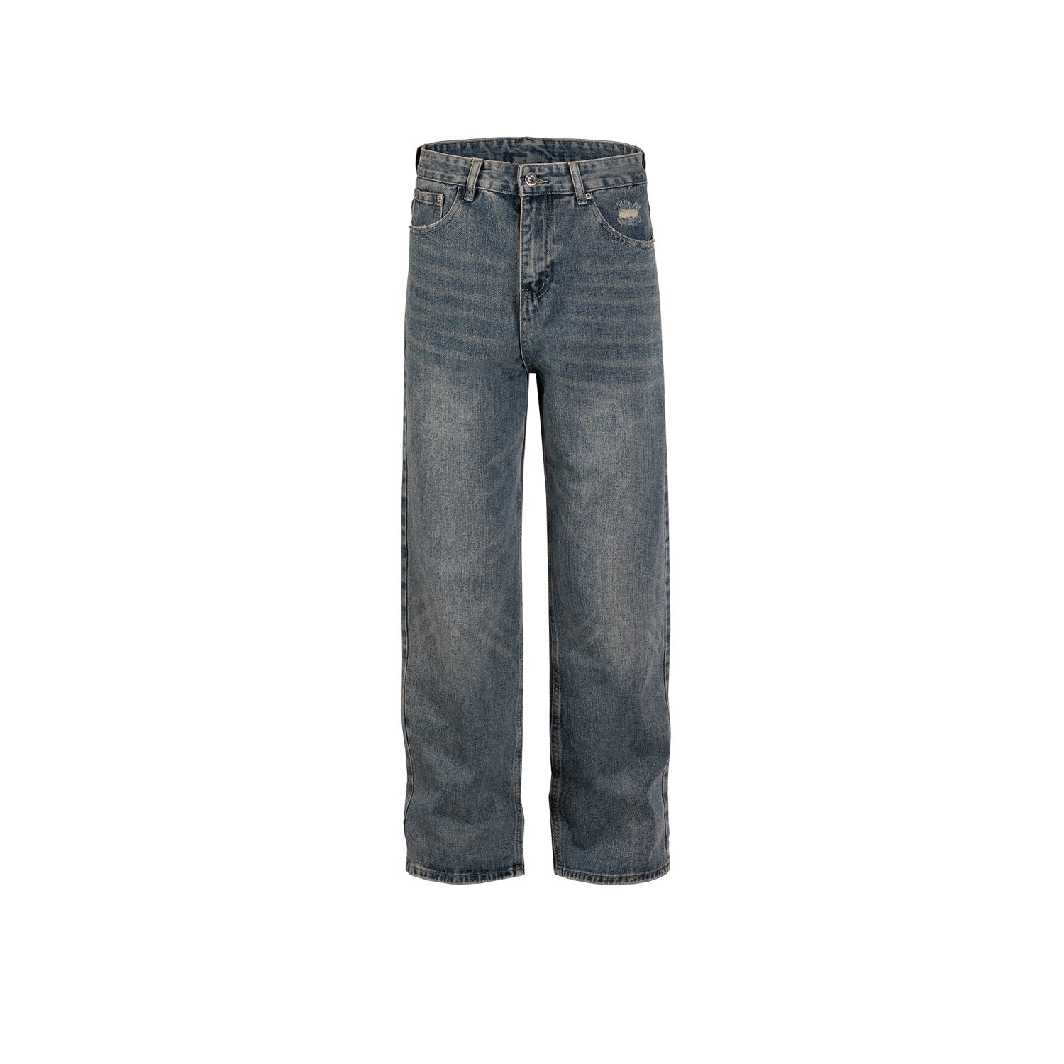 Men's And Women's Urban Hip-Hop Ripped Cuff Trousers Trendy Blue Washed Jeans For Men And Women