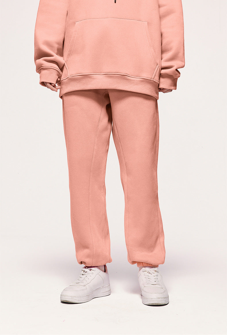 Autumn And Winter Tide Brand Plus Velvet Padded Hooded Solid Color Sweater Set For Cross-border