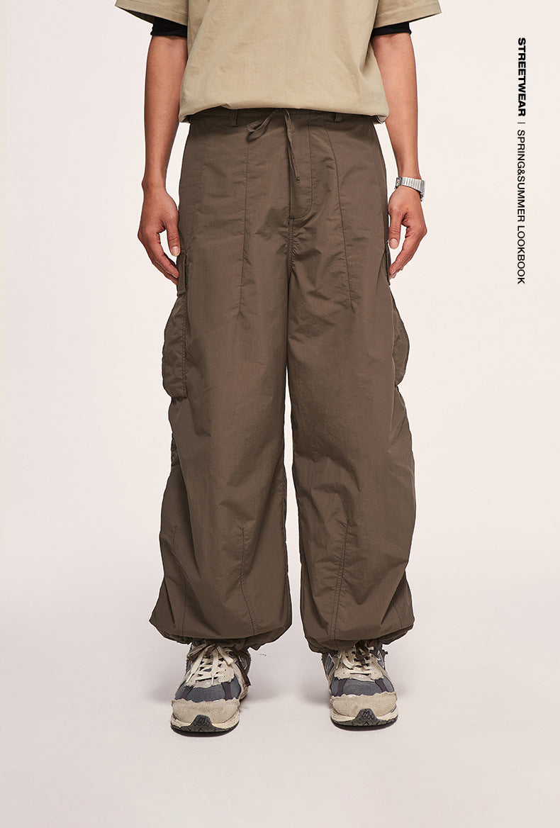 Fine Pattern Loose Workwear Wide Leg Pants Autumn And Winter New Fashion Brand Three-Dimensional Pocket Trouser Pants For Men