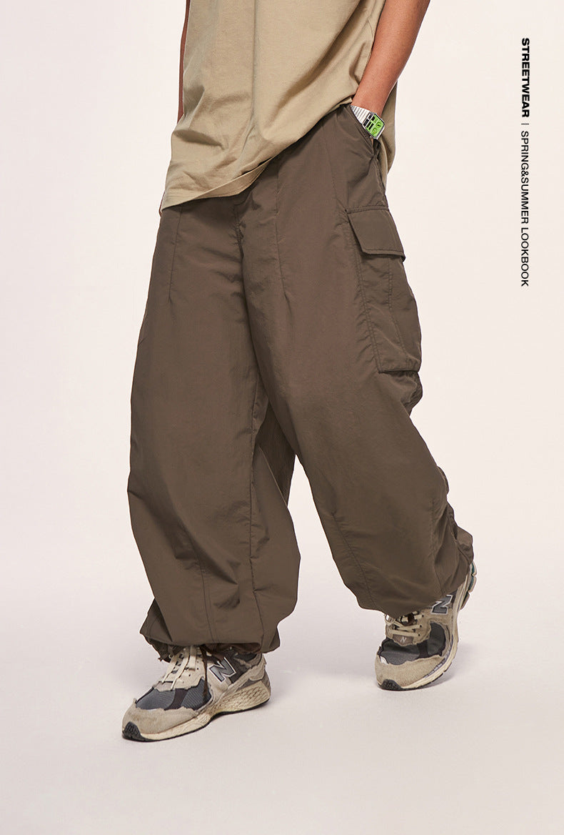 Fine Pattern Loose Workwear Wide Leg Pants Autumn And Winter New Fashion Brand Three-Dimensional Pocket Trouser Pants For Men