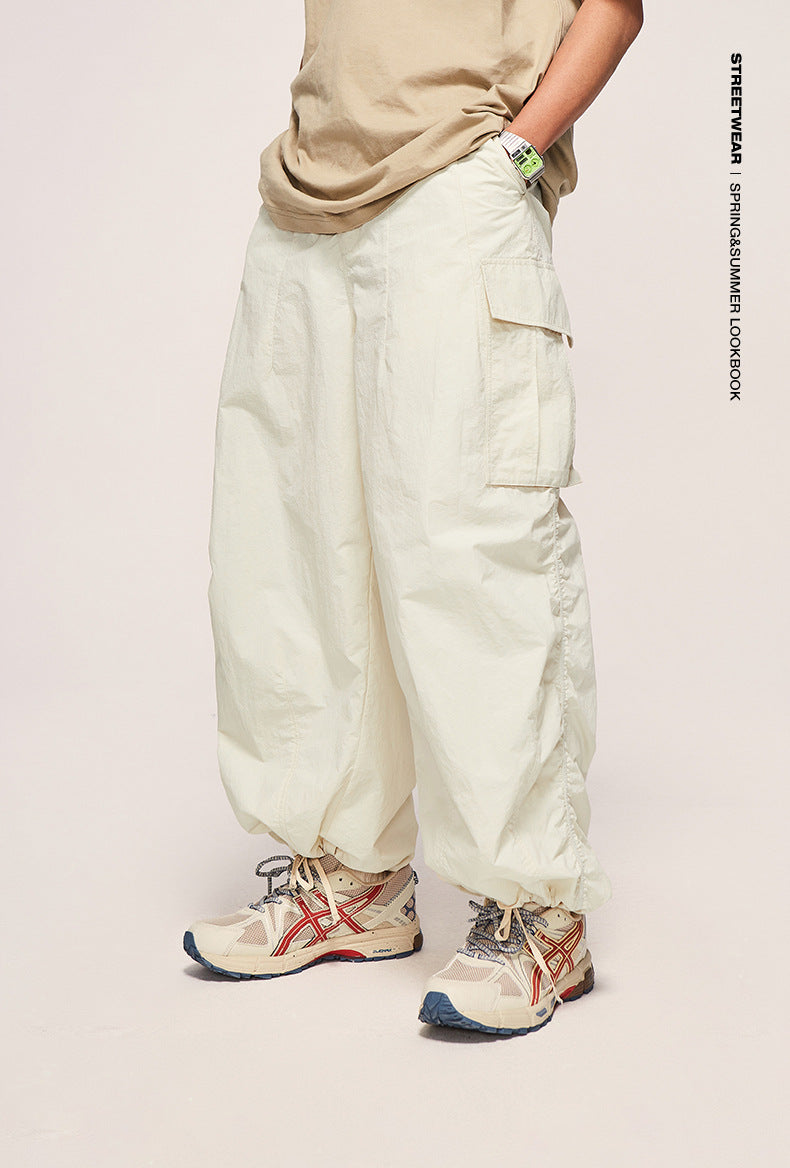 Fine Pattern Loose Workwear Wide Leg Pants Autumn And Winter New Fashion Brand Three-Dimensional Pocket Trouser Pants For Men