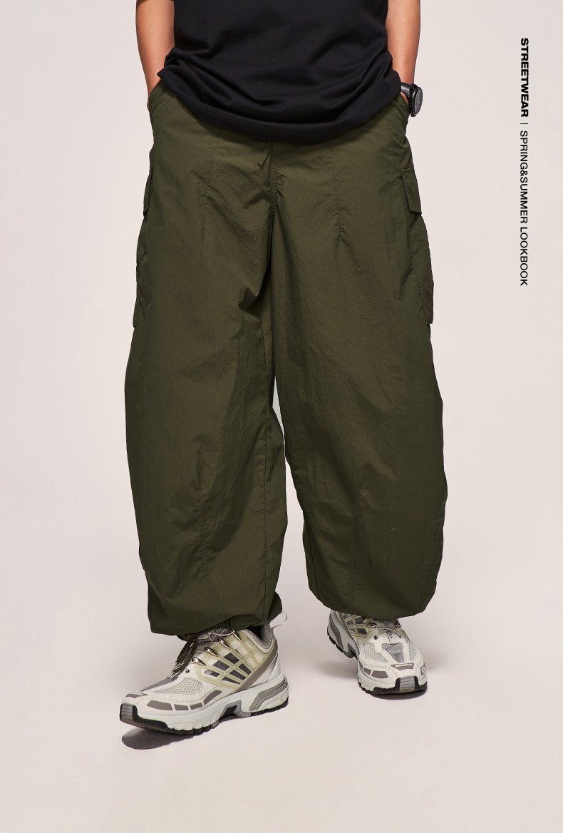 Fine Pattern Loose Workwear Wide Leg Pants Autumn And Winter New Fashion Brand Three-Dimensional Pocket Trouser Pants For Men