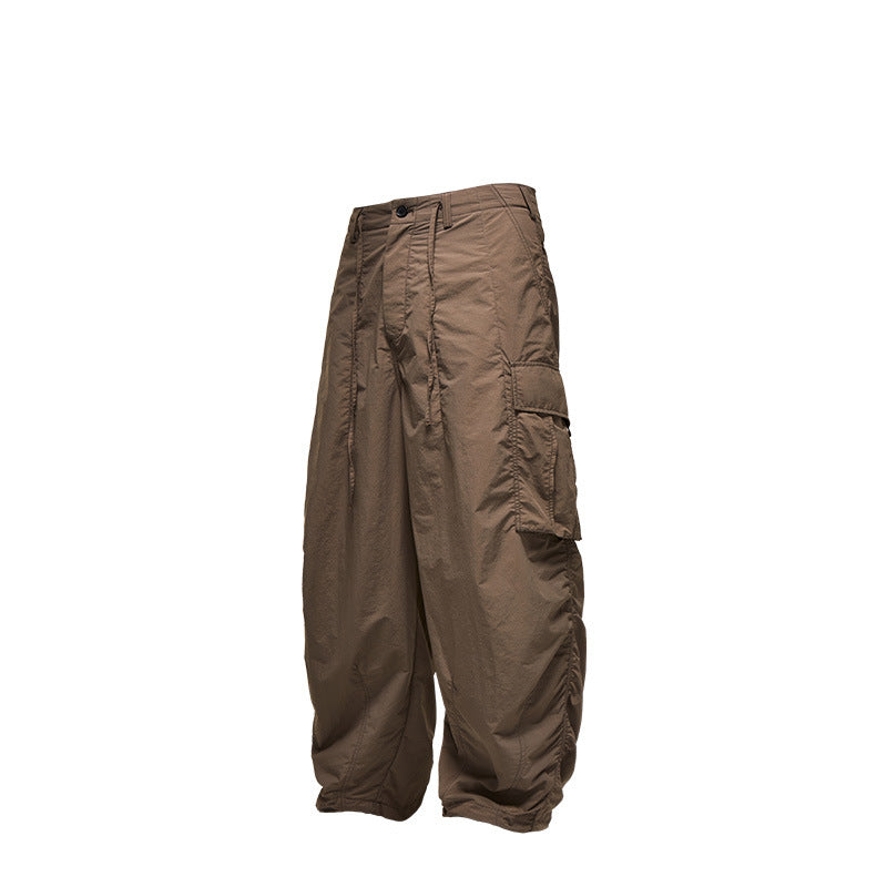 Fine Pattern Loose Workwear Wide Leg Pants Autumn And Winter New Fashion Brand Three-Dimensional Pocket Trouser Pants For Men