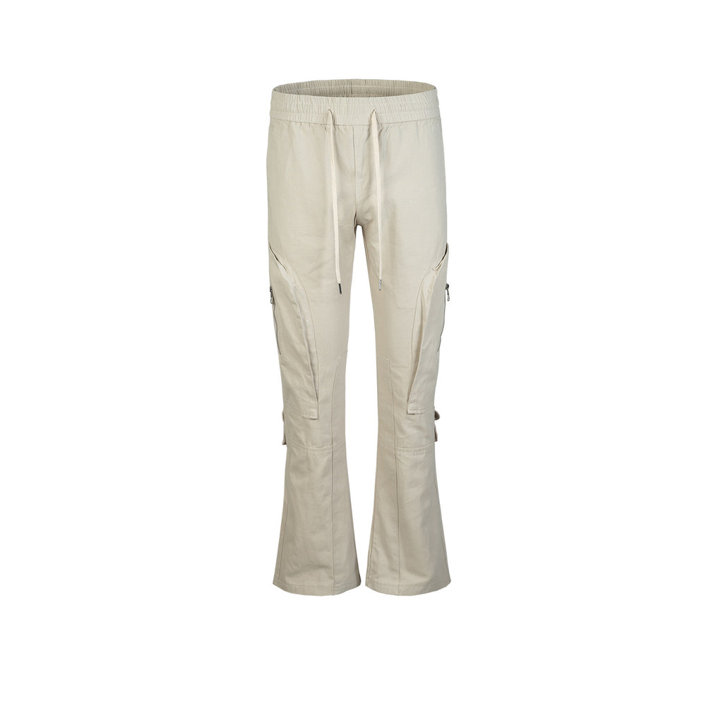 Men's Women's Autumn And Winter Hip-Hop Zipper Multi-Pocket Trendy Trendy Men's And Women's Wide-Leg Cushion Casual Pants