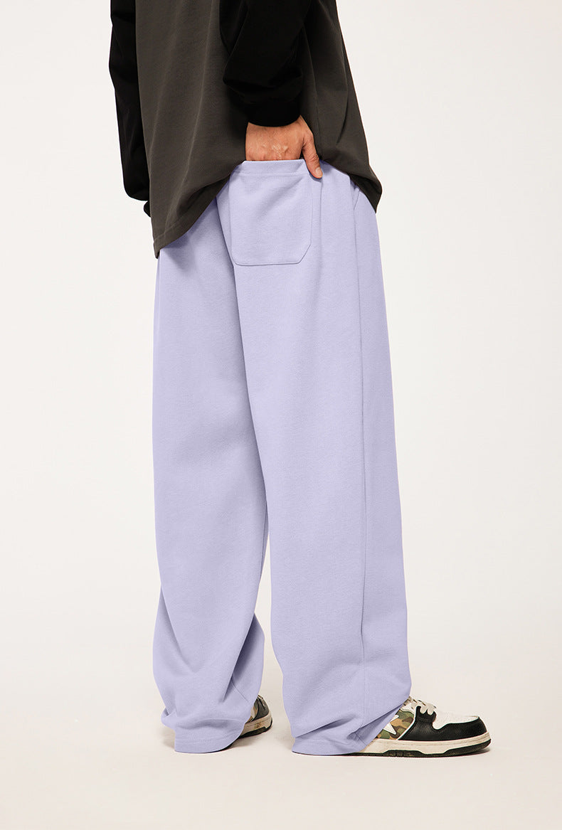 320g Sanding Embroidered Wide Leg Pants Fall/Winter New High Street Rainbow Drawstring Loose Men's Pants