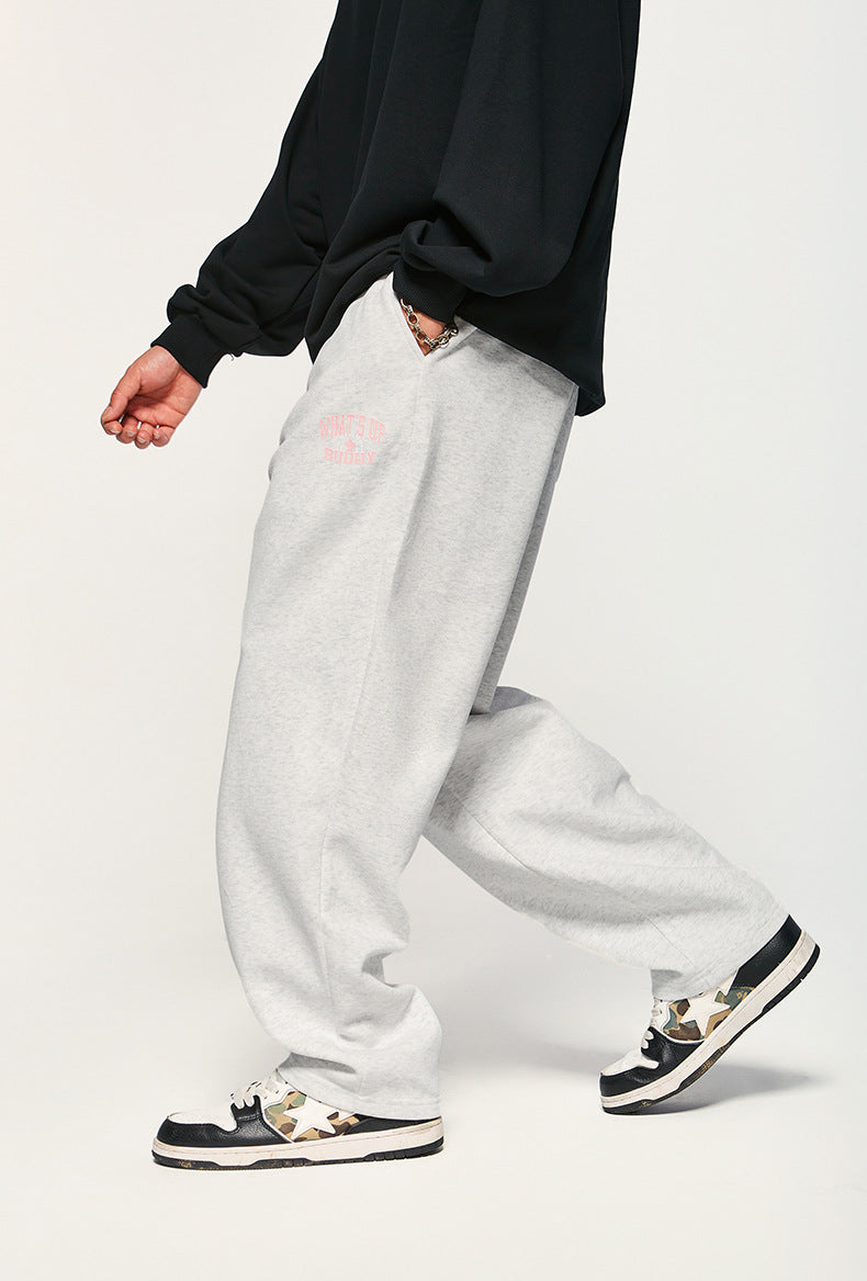 Heavy 320g Sanding Double-sided College Printed Casual Suit Autumn And Winter New Sweater Pants
