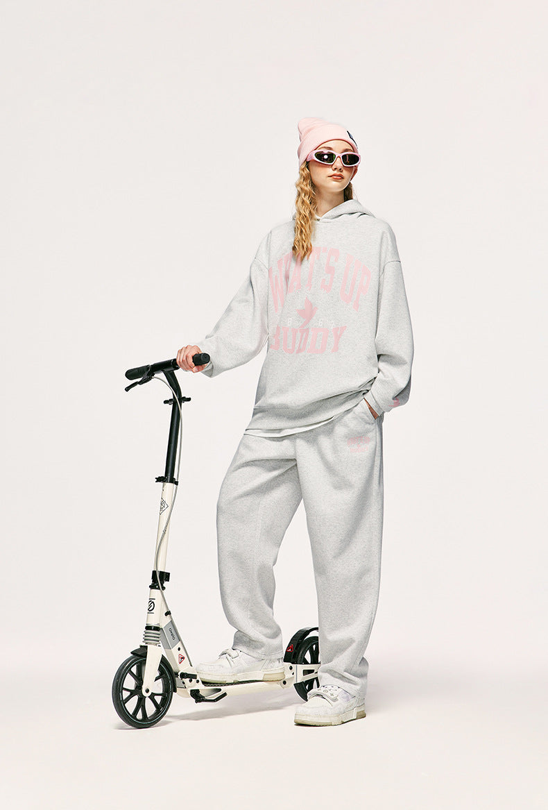 Heavy 320g Sanding Double-sided College Printed Casual Suit Autumn And Winter New Sweater Pants