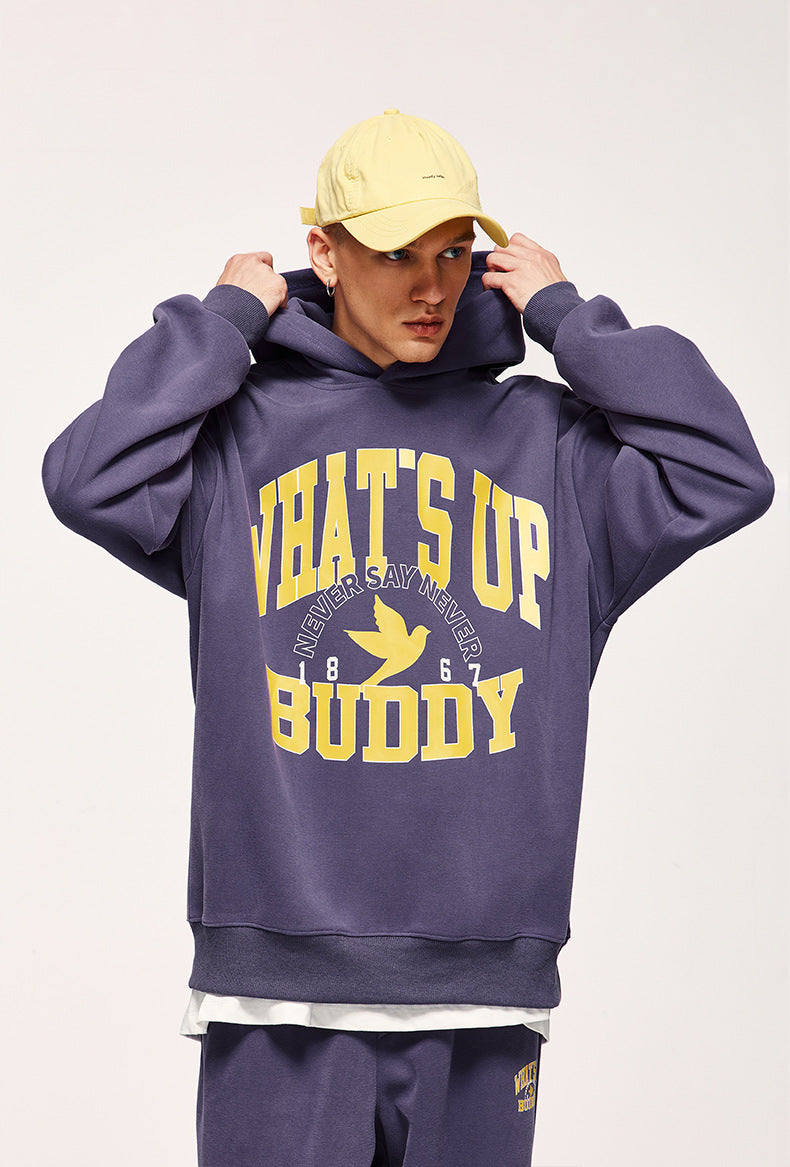 Heavy 320g Sanding Double-sided College Printed Casual Suit Autumn And Winter New Sweater Pants
